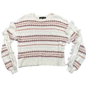 House of Harlow 1960 x Revolve Fringe Knit Sweater Cream Rust Size S